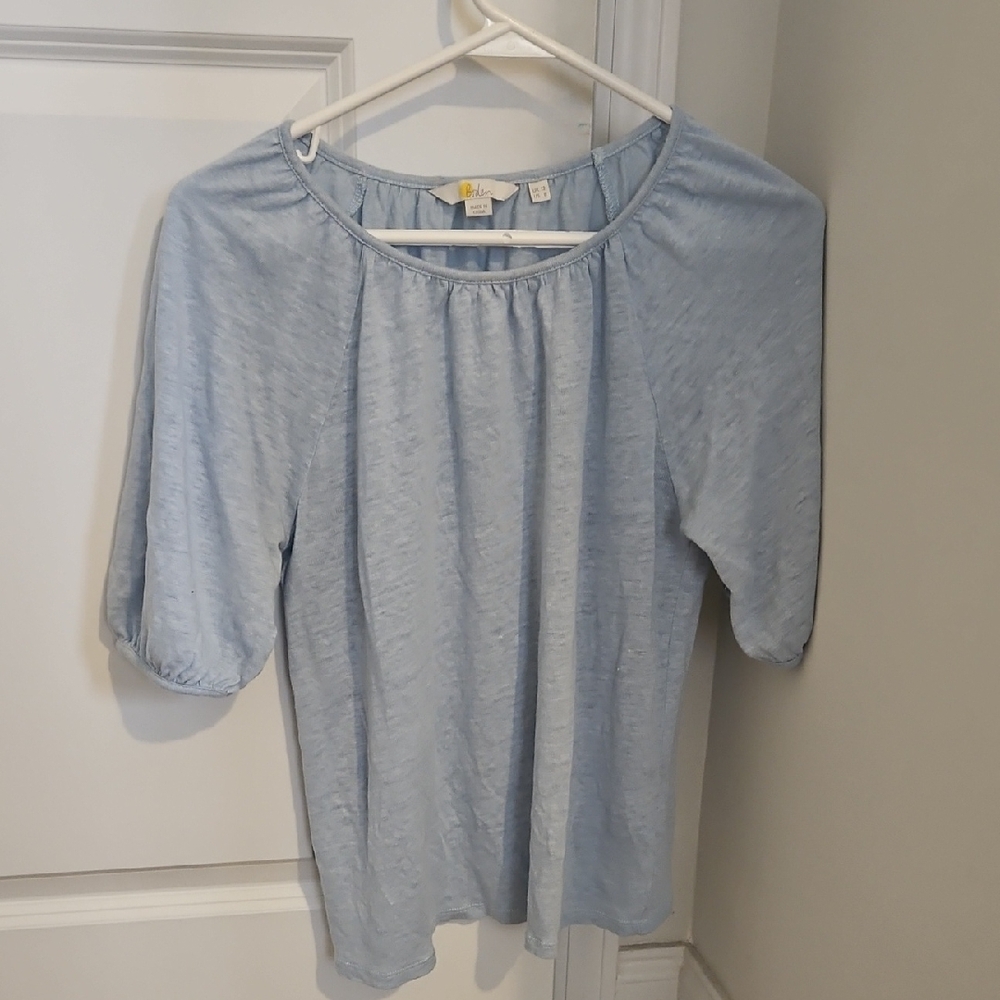 Boden Gray 3/4 Sleeve Relaxed Blouse